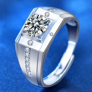 Certified 2ct. t.w. Moissanite Diamond Mens Wedding Ring NEW